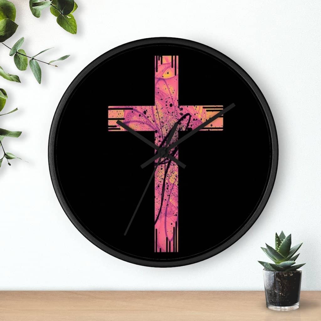 Wall Clock Pink Cross (3083275108452)