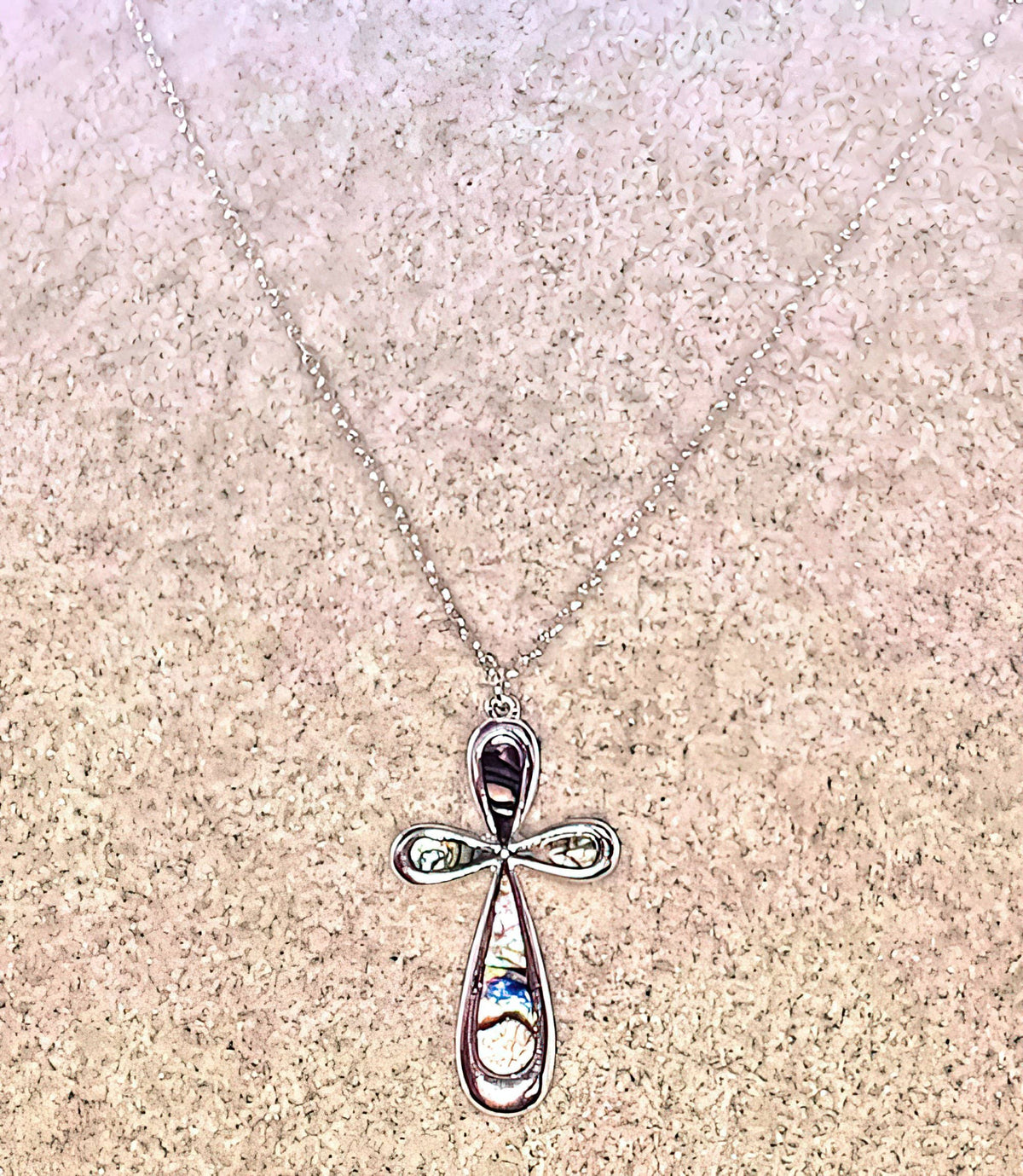 Abalone Cross Necklace and Earring Set