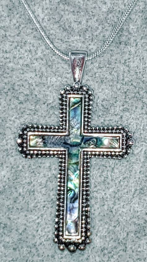 Abalone Stone Cross Necklace