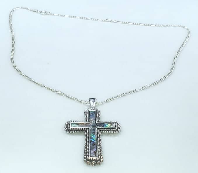 Abalone Stone Cross Necklace