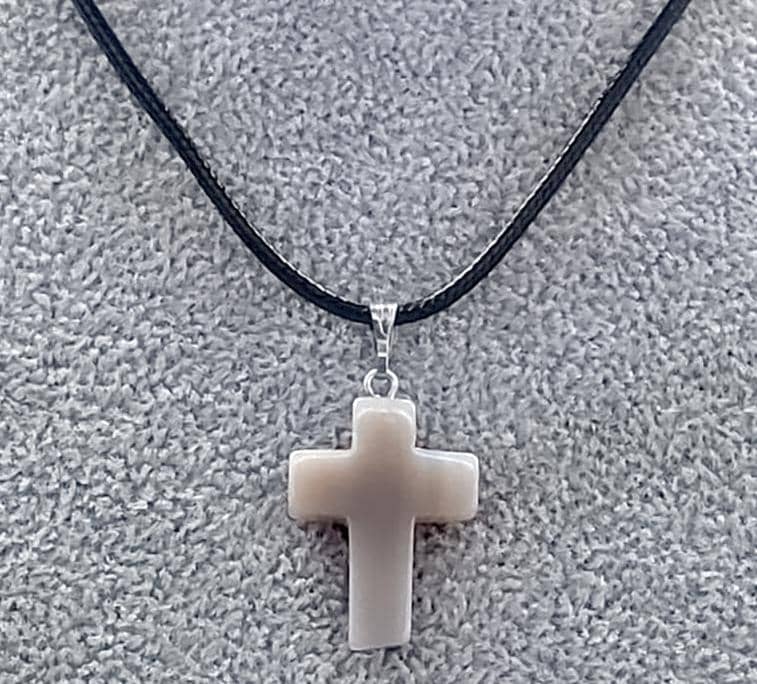 Agate Gemstone Cross Necklace (6083869114560)