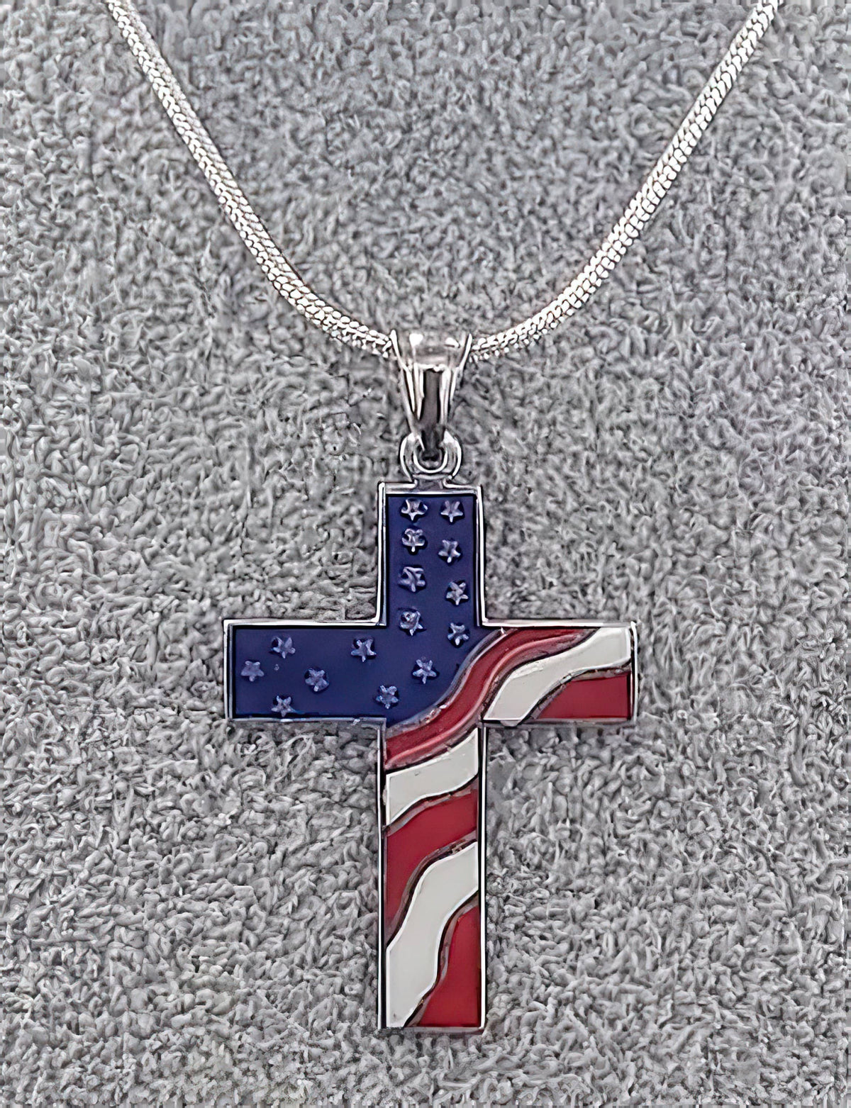American Flag Cross Independence Day 4th of July Necklace (4598004056158)