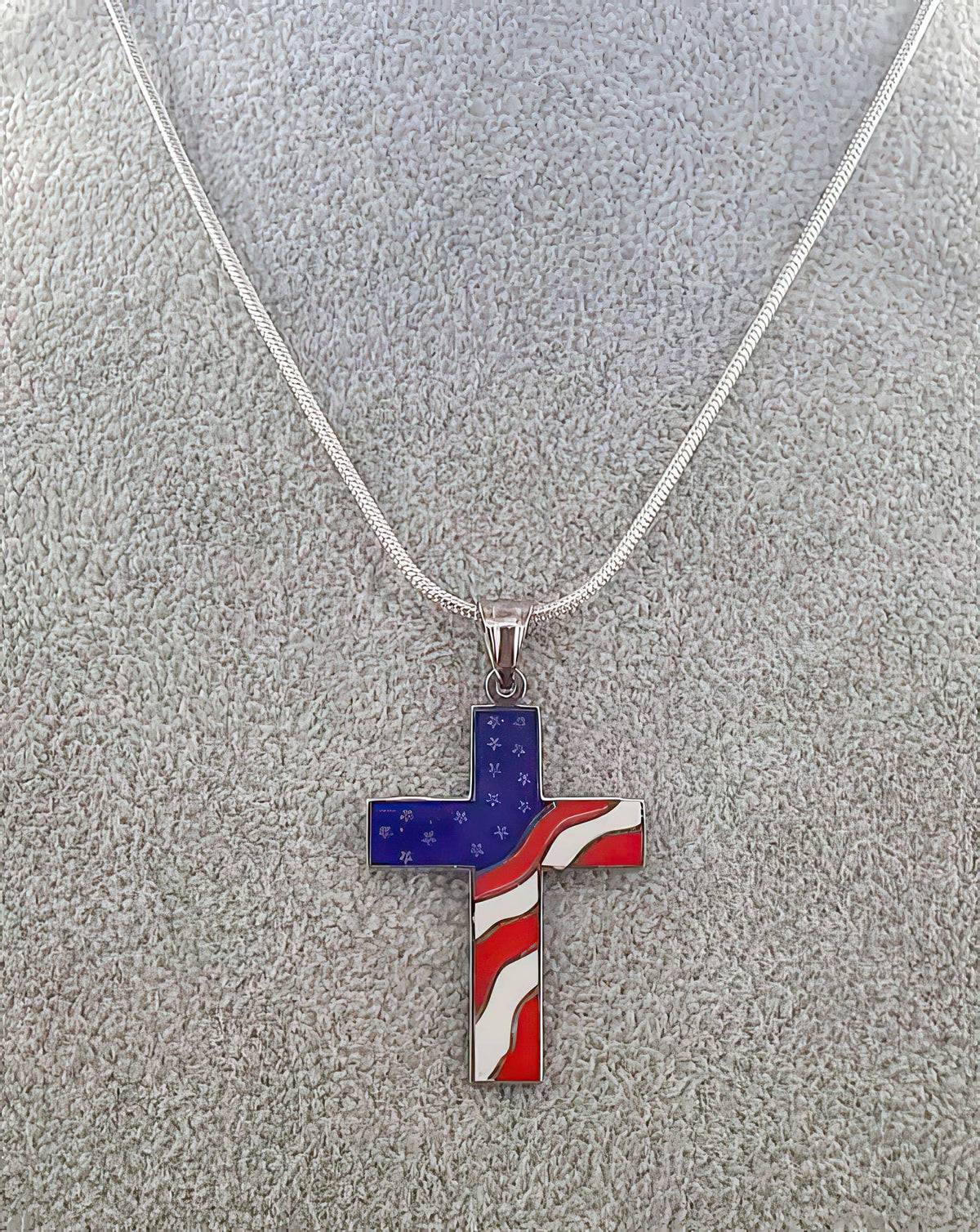 American Flag Cross Independence Day 4th of July Necklace (4598004056158)