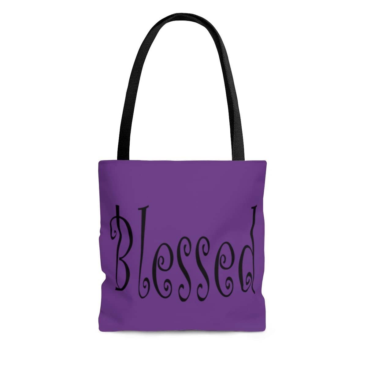 AOP Tote Bag Purple "Blessed" Printed on both sides available in 3 Sizes (3471136653412)