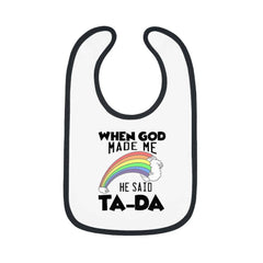 Contrast Trim Jersey Baby Bib "Ta-Da"