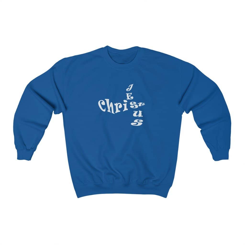 Heavy Blend™ Crewneck Sweatshirt "Jesus Cross" in 7 Colors and 8 Sizes (4408561598558)