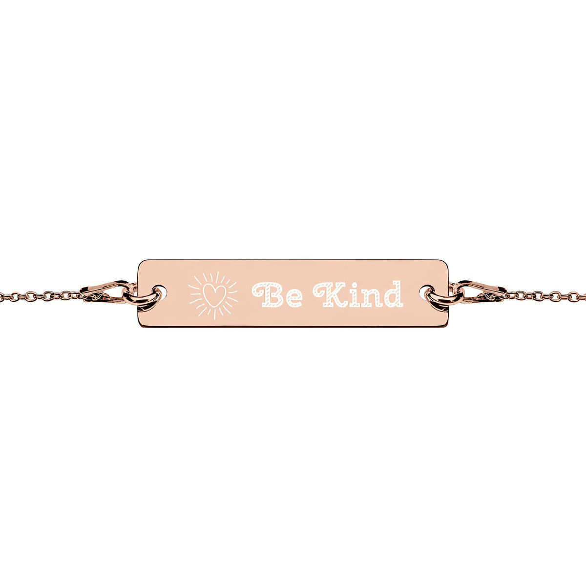Engraved Silver Bar Chain Bracelet &quot;Be Kind&quot; (4693155414110)