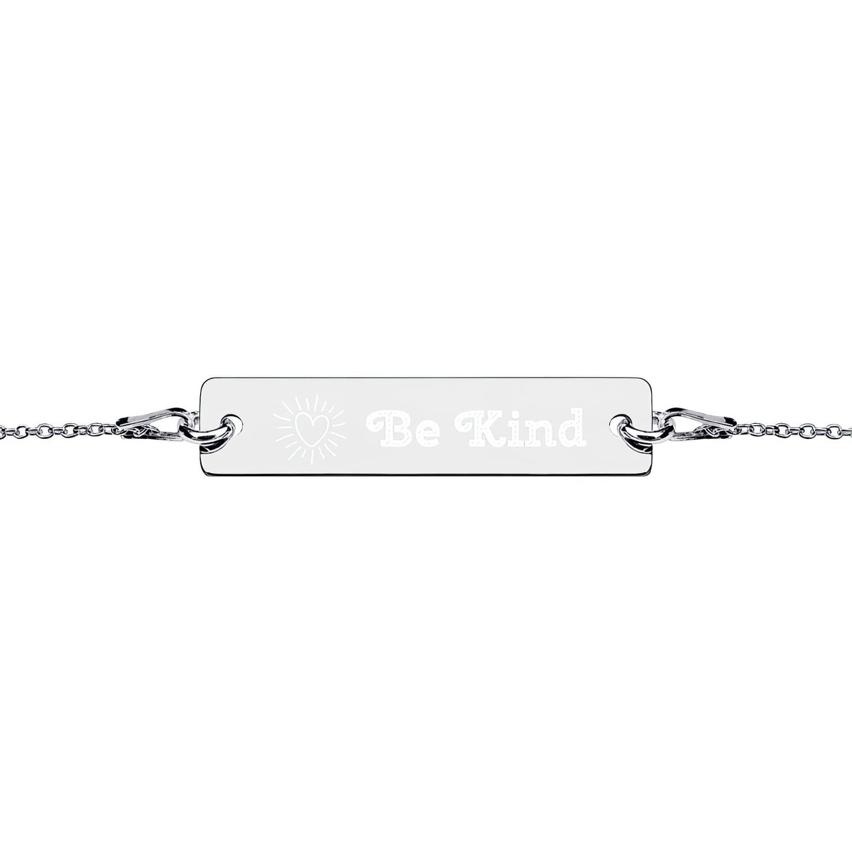 Engraved Silver Bar Chain Bracelet &quot;Be Kind&quot; (4693155414110)