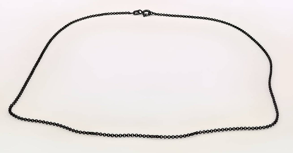 Black Rhodium Plated 1.8mm Rolo Chain 925 Solid Sterling Silver (6071740793024)