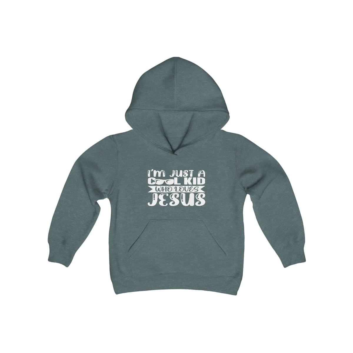 Youth Heavy Blend Hoodie "Cool Kid" white graphic