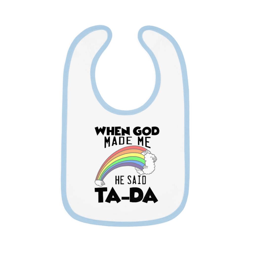 Contrast Trim Jersey Baby Bib "Ta-Da"