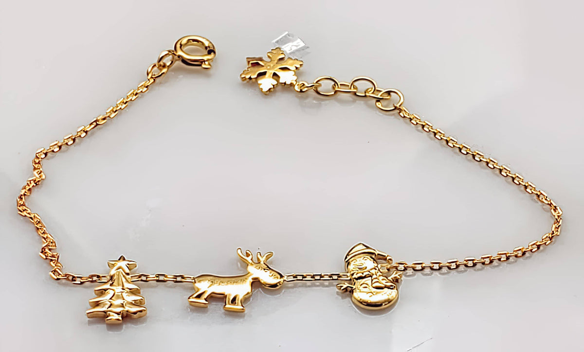 Christmas Charm Bracelet Yellow Gold Plated on 925 Sterling Silver (4784760684638)