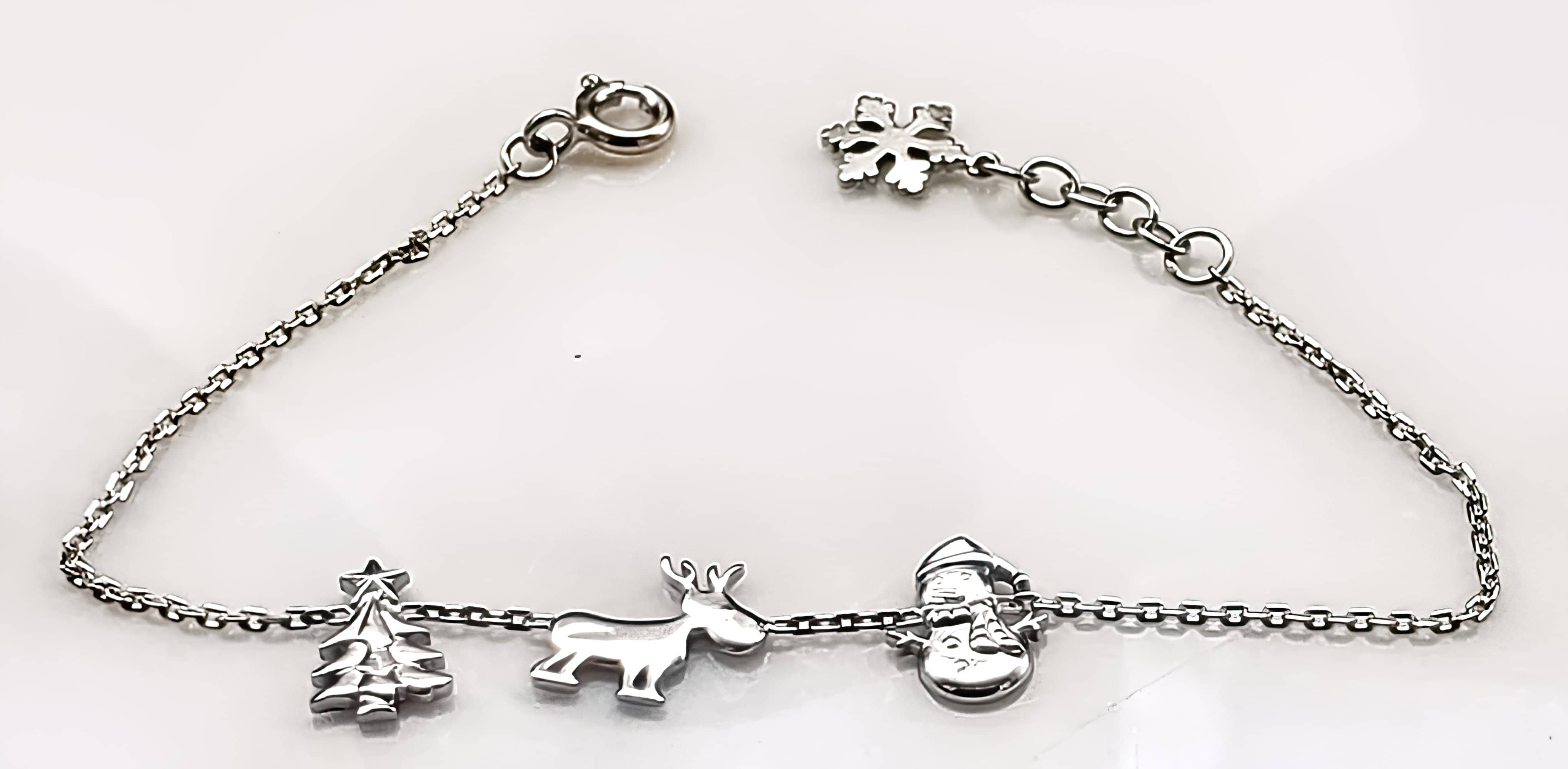 Christmas Charm Bracelet Solid 925 Sterling Silver