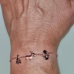 Christmas Charm Bracelet Rose Gold Plated on Solid 925 Sterling Silver (4784762847326)