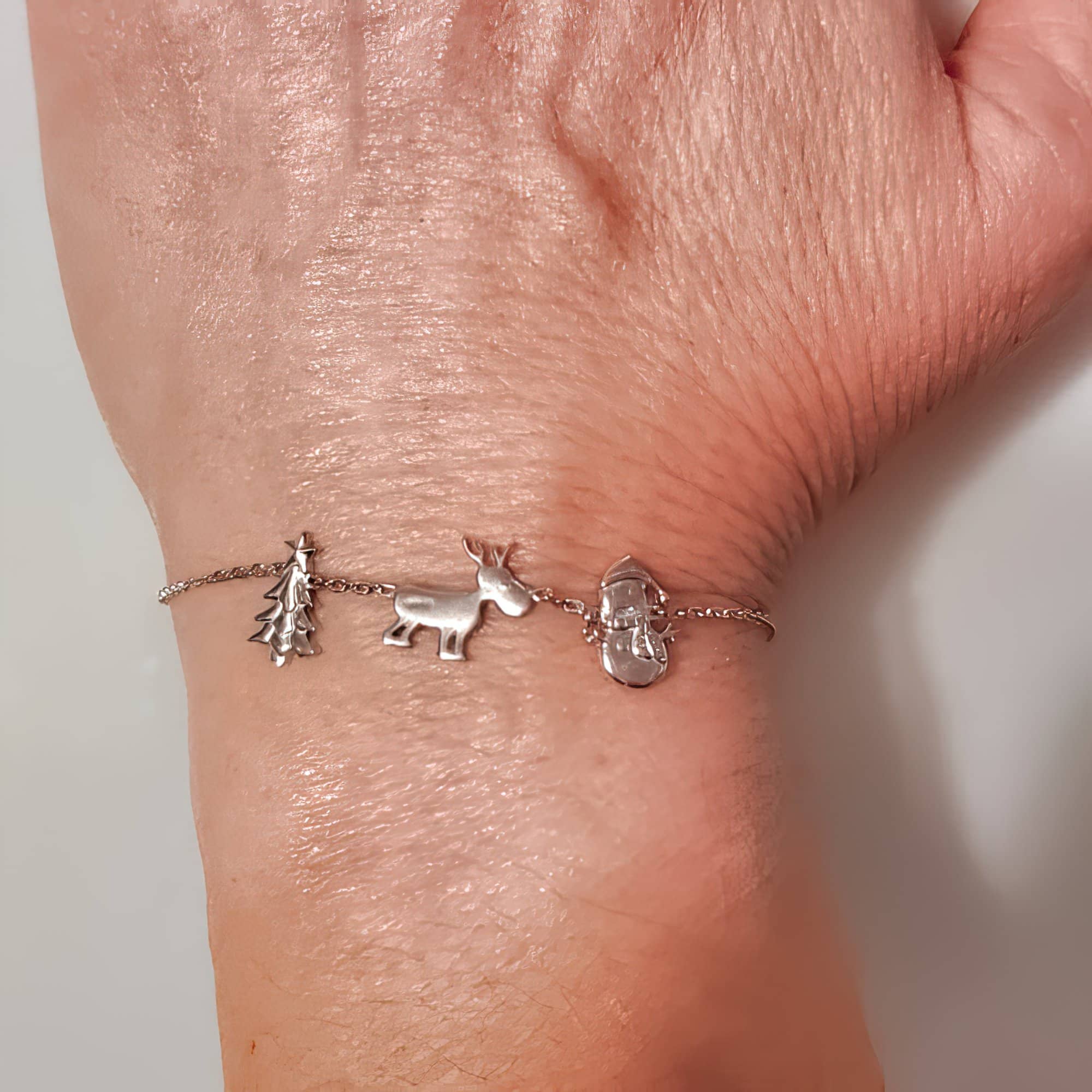 Christmas Charm Bracelet Solid 925 Sterling Silver (4784757211230)