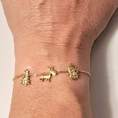 Christmas Charm Bracelet Yellow Gold Plated on Solid 925 Sterling Silver (4784760684638)