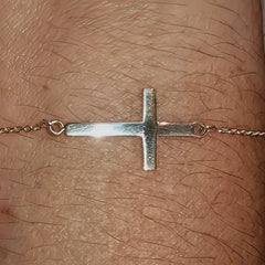 Sideways Cross Bracelet Sterling Silver