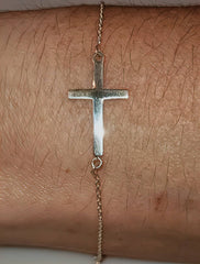 Sideways Cross Bracelet Sterling Silver