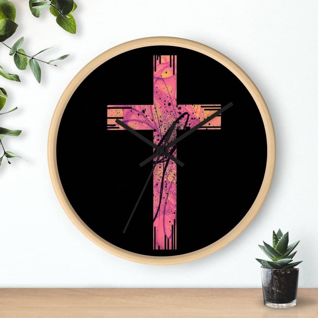 Wall Clock Pink Cross (3083275108452)