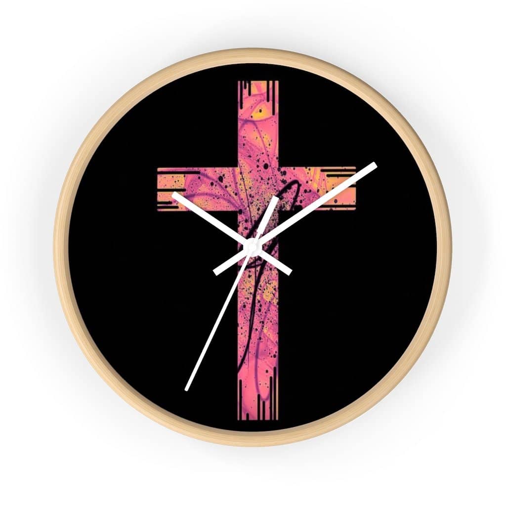Wall Clock Pink Cross (3083275108452)