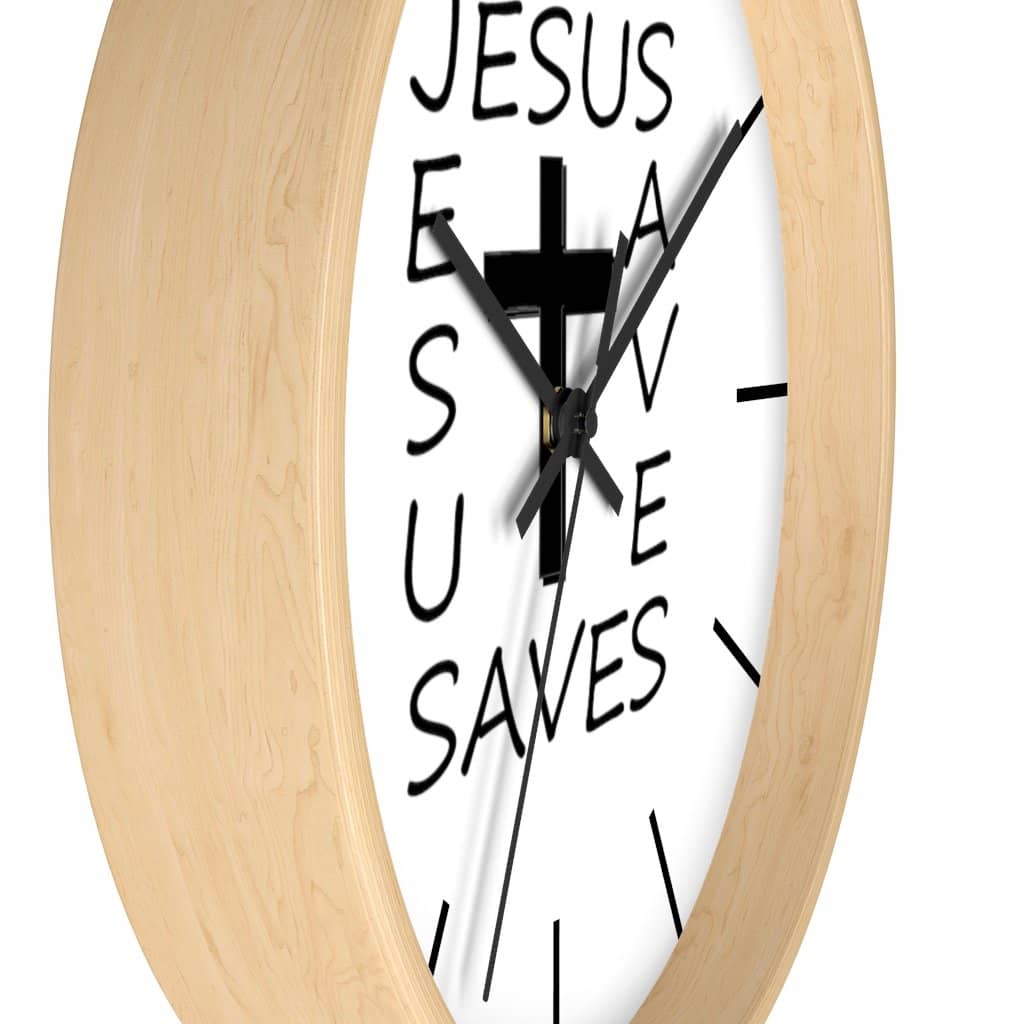 Wall Clock "Jesus Saves" in Black or White Frame (3350461382756)