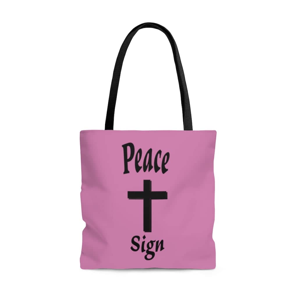 AOP Tote Bag &quot;Peace Sign&quot; in Pink in 3 Sizes