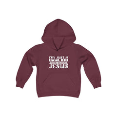 Youth Heavy Blend Hoodie "Cool Kid" white graphic