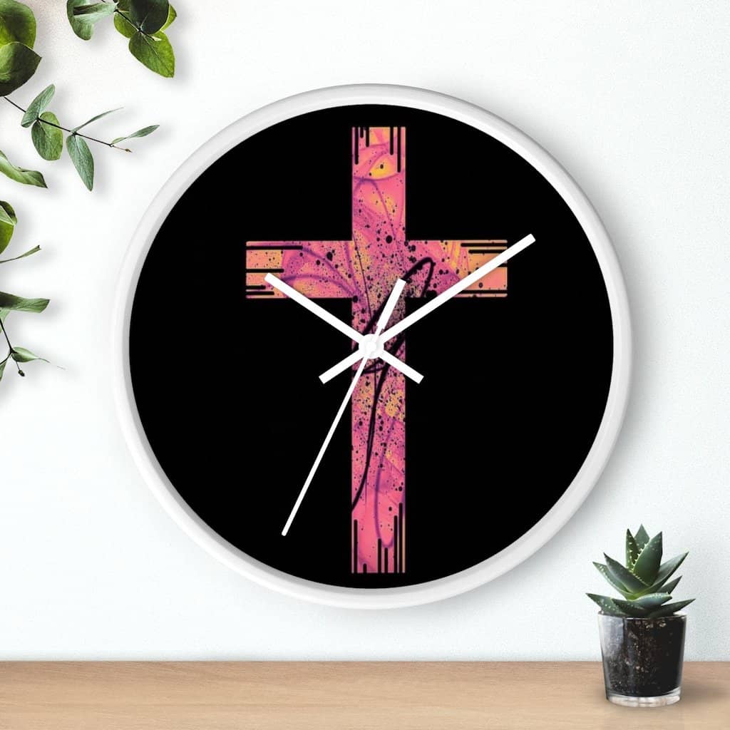 Wall Clock Pink Cross (3083275108452)