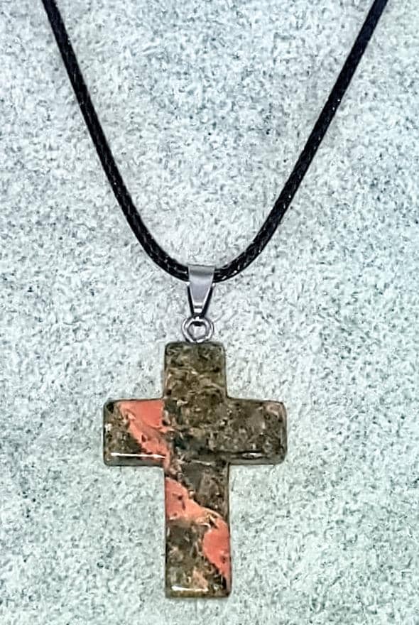 Heliotrope Gemstone Cross Necklace 1.6 inch Cross Free Shipping (4377283592286)