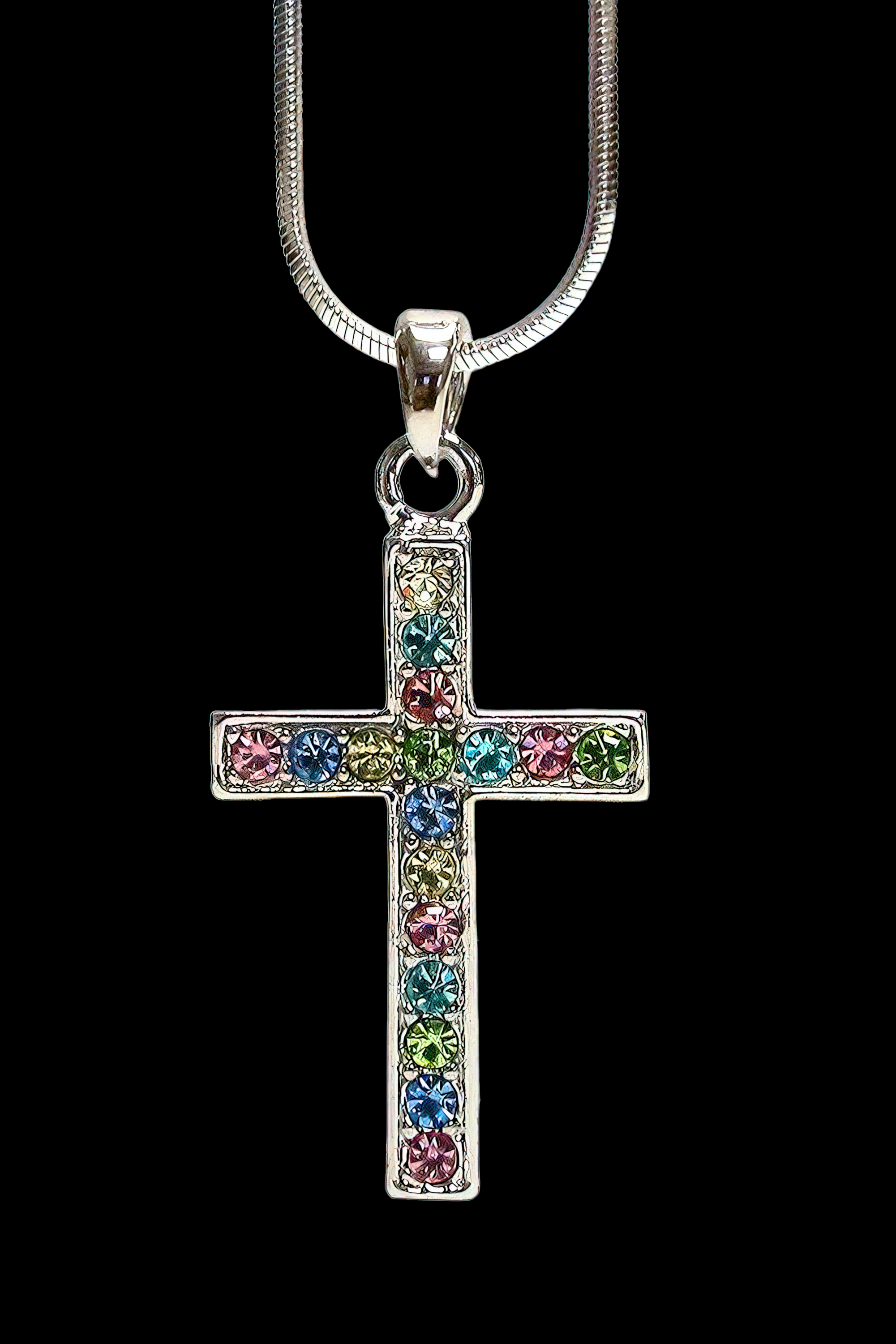 Colorful online cross necklace