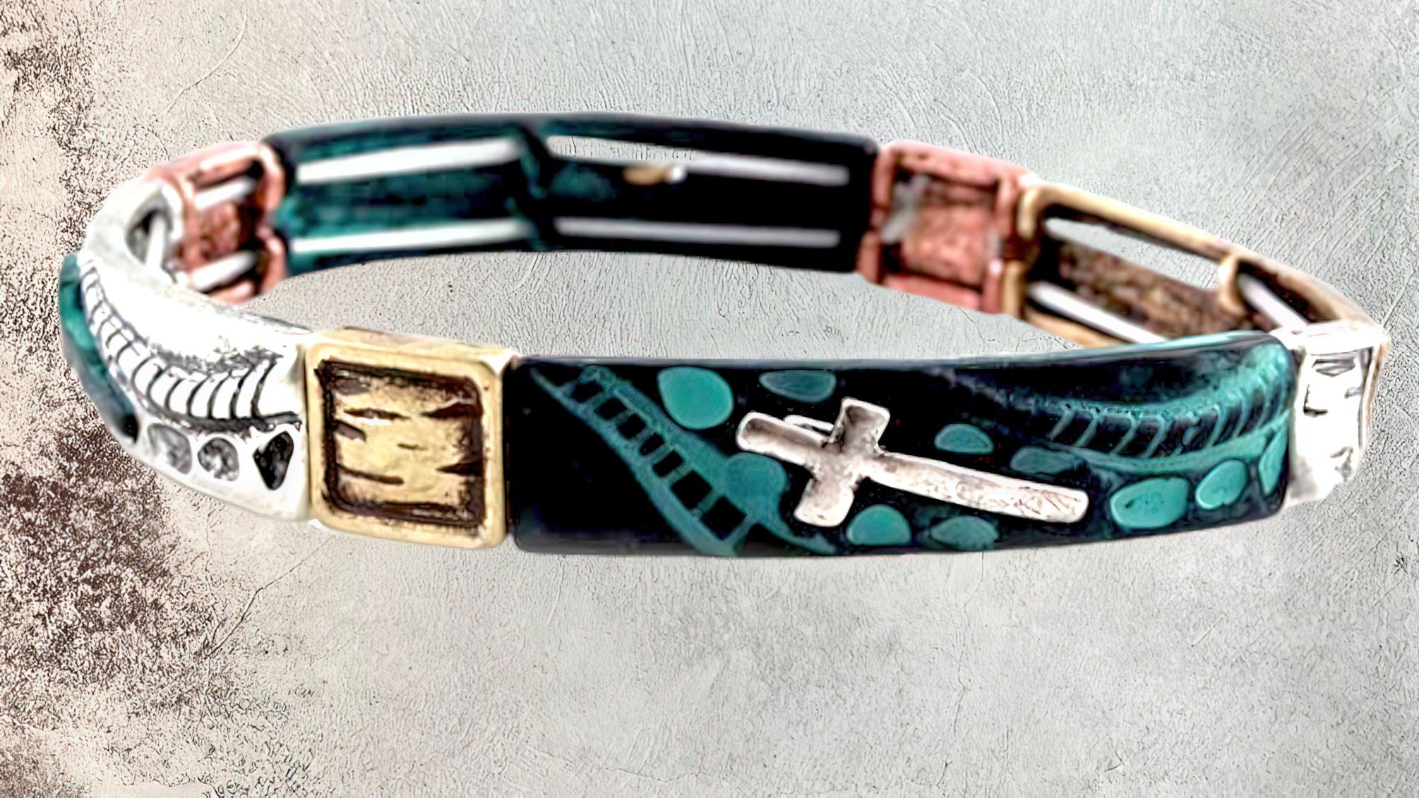Metal Stretch Cross Bracelet 