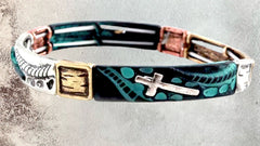 Metal Stretch Cross Bracelet 