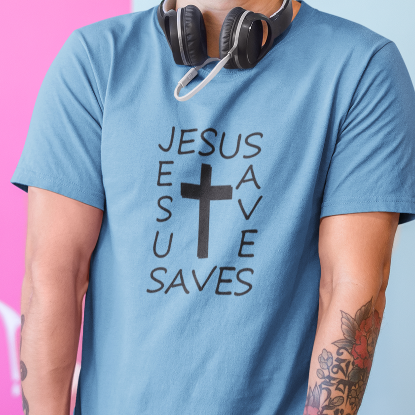 Bella & Canvas 3001 T-Shirt Jesus Saves in 14 Colors and 7 Sizes T-Shirt (3342719811684)