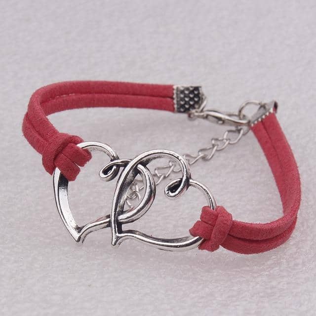 Double Heart Handmade Elastic Bracelet in 8 Colors Free Shipping from the USA (3522544861284)