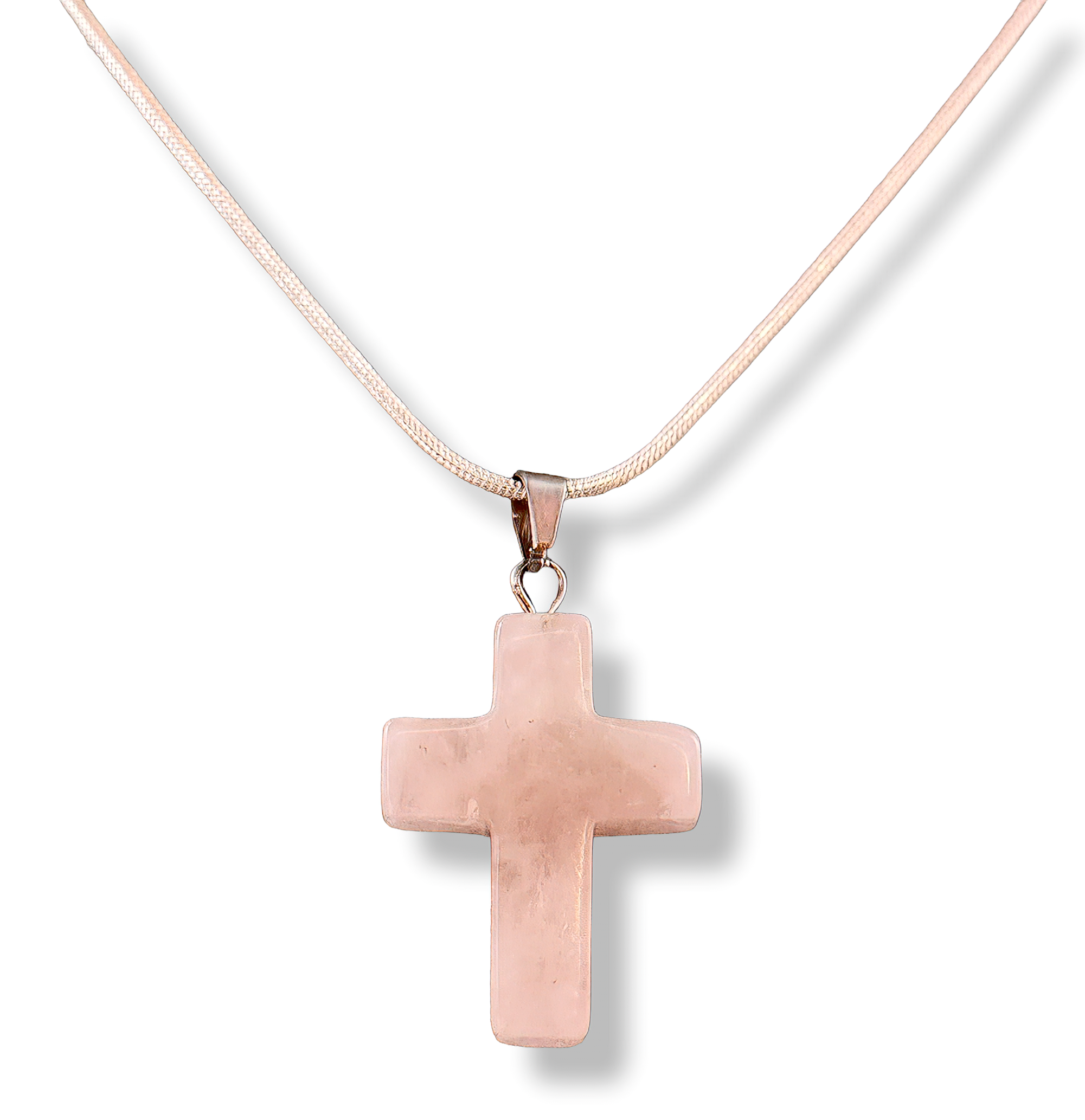 Rose Quartz Gemstone Cross Necklace