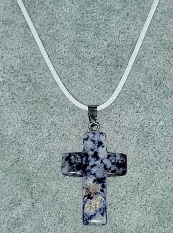 Sodalite Gemstone Cross Necklace 1.6 inch Cross Free Shipping (4377208750174)