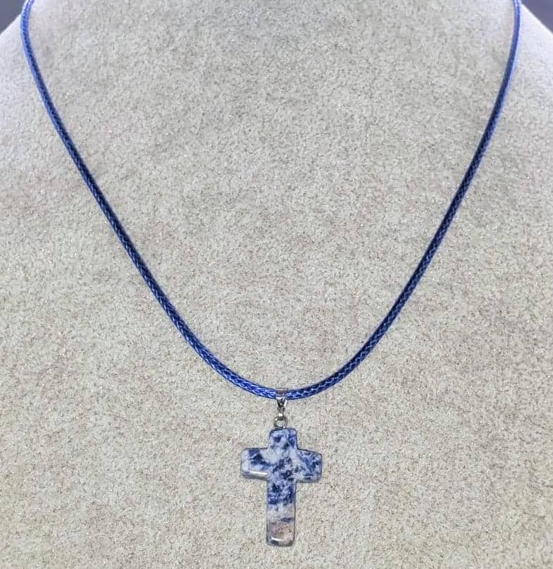Sodalite Gemstone Cross Necklace (6082985001152)