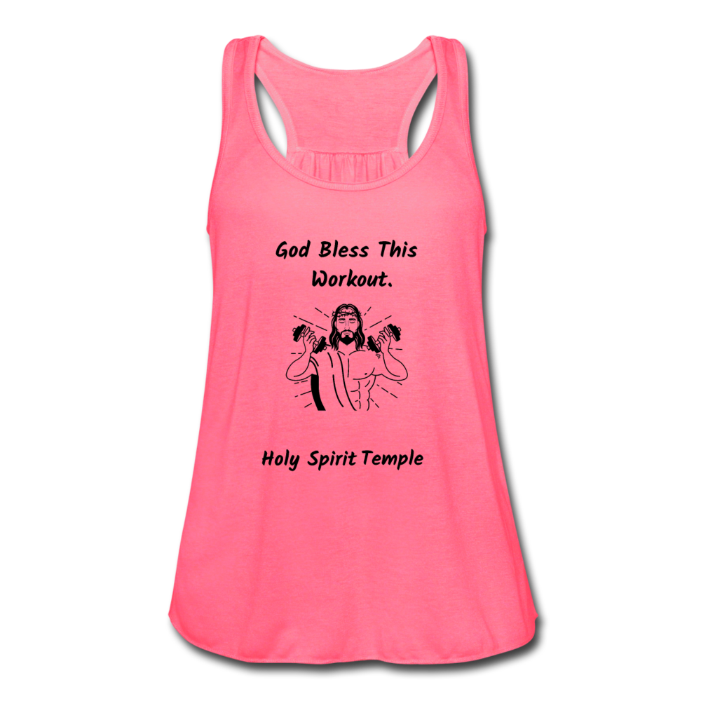 Bella & Canvas Women's Flowy Tank Top "god Bless this Workout" in Pink - neon pink