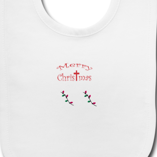 Baby Bib &quot;Merry Christmas&quot; Font 1 - white