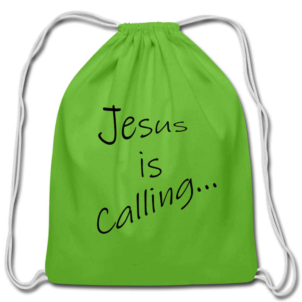 Cotton Drawstring Bag &quot;Jesus is Calling&quot; - clover