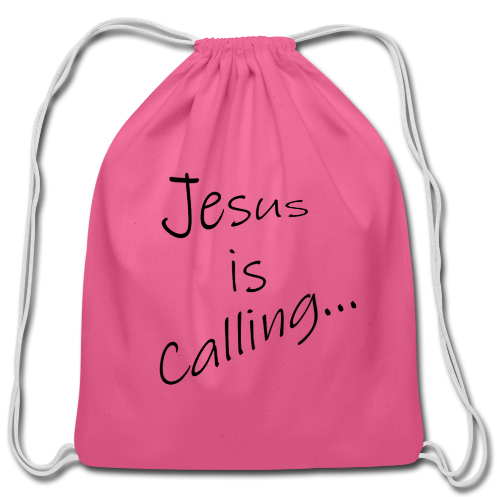 Cotton Drawstring Bag &quot;Jesus is Calling&quot; - pink