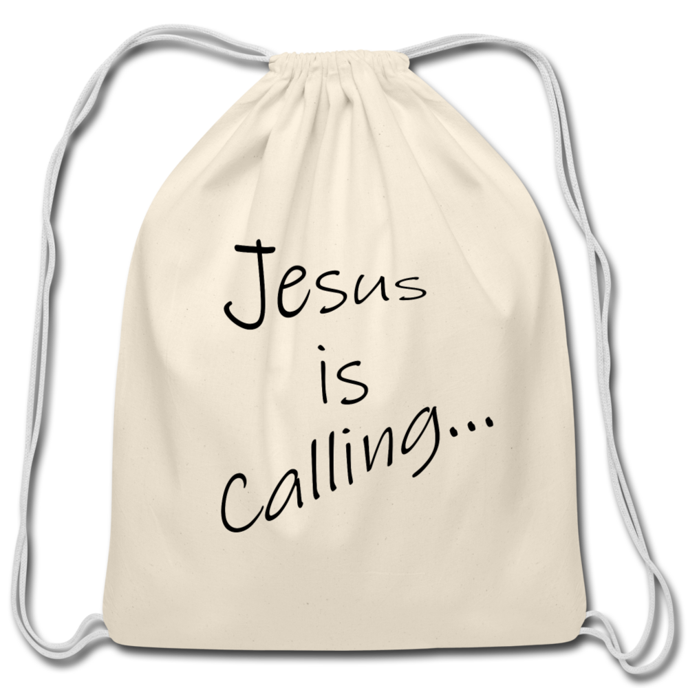 Cotton Drawstring Bag &quot;Jesus is Calling&quot; - natural