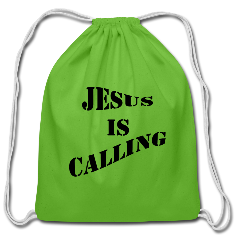 Cotton Drawstring Bag Jesus is Calling&quot; Font 2 - clover