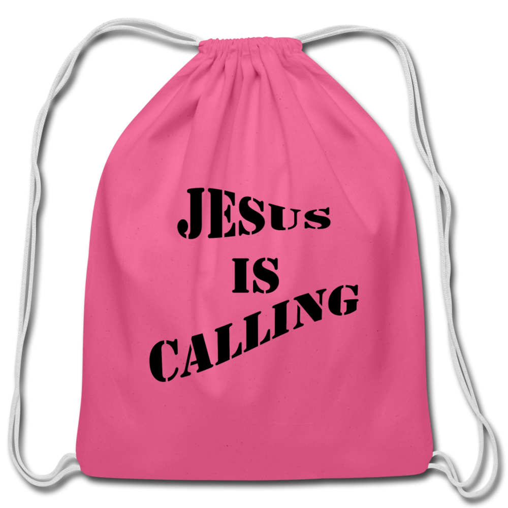 Cotton Drawstring Bag Jesus is Calling&quot; Font 2 - pink