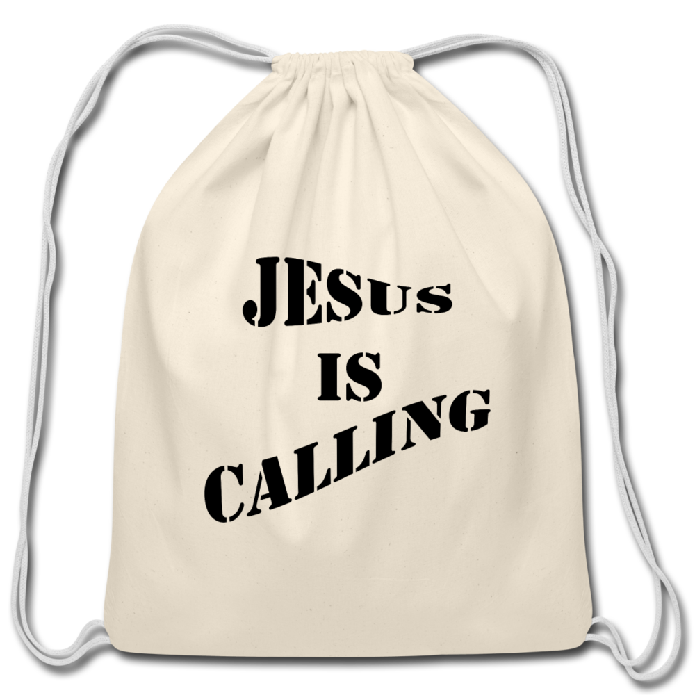 Cotton Drawstring Bag Jesus is Calling" Font 2 - natural