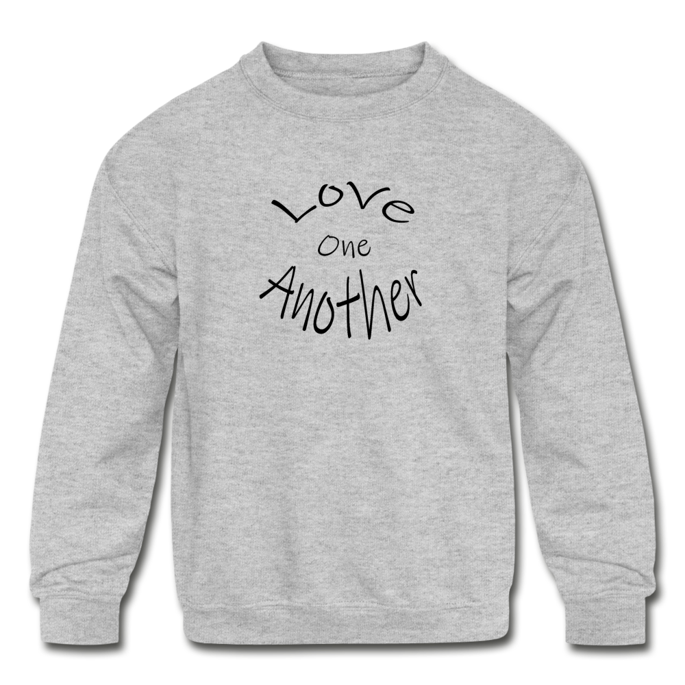 Kids&#39; Crewneck Sweatshirt &quot;Love One Another&quot; - heather gray
