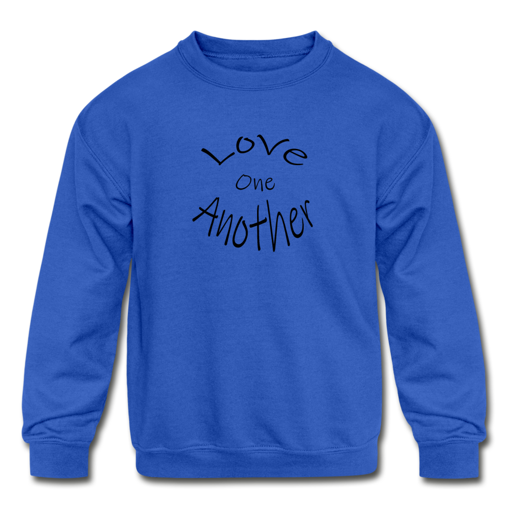 Kids&#39; Crewneck Sweatshirt &quot;Love One Another&quot; - royal blue