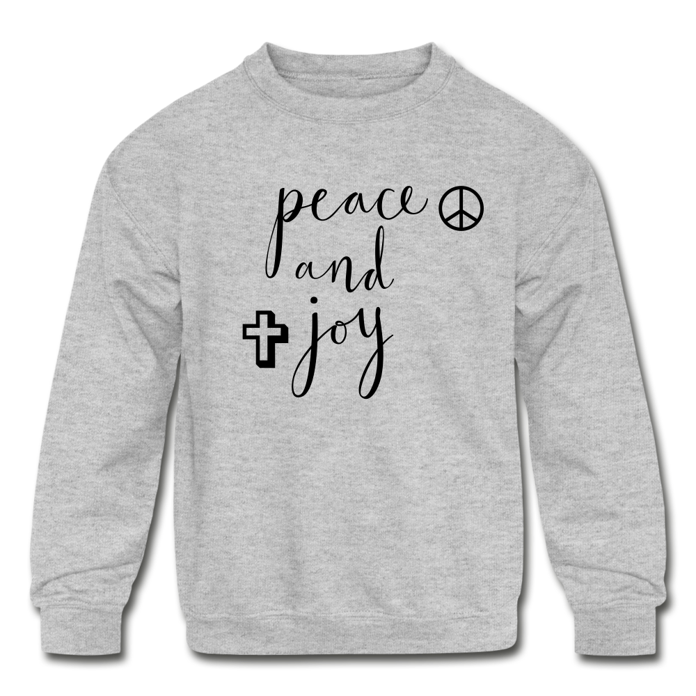 Kids&#39; Crewneck Sweatshirt &quot;Peace and Joy&quot; - heather gray