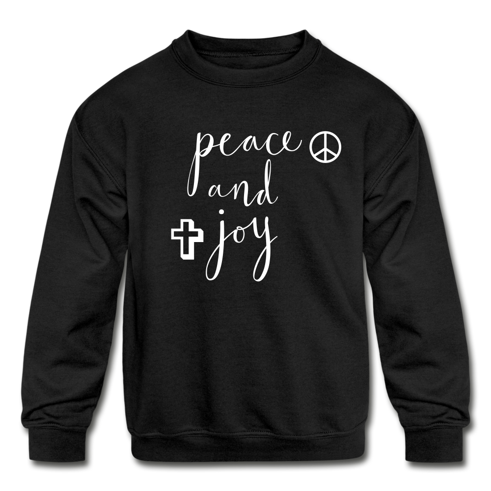 Kids&#39; Crewneck Sweatshirt &quot;Peace and Joy&quot; - black