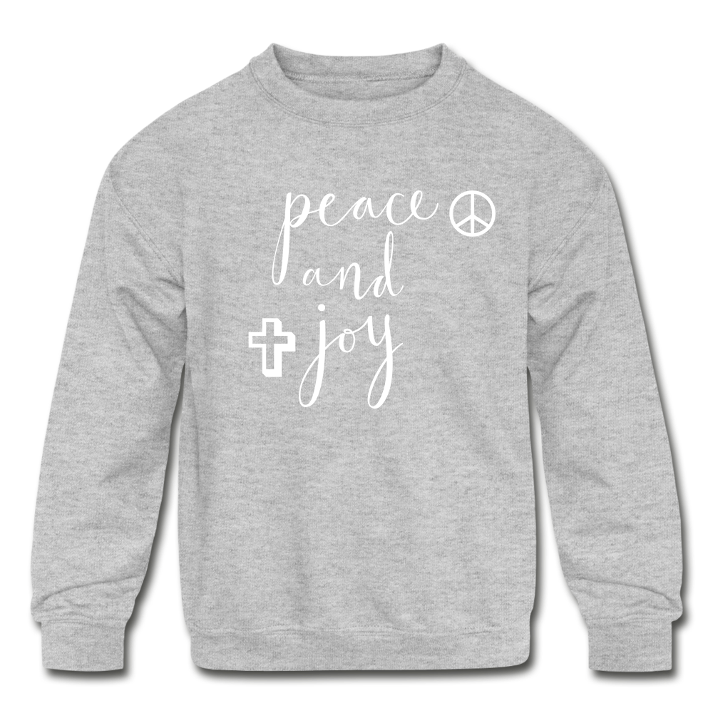 Kids&#39; Crewneck Sweatshirt &quot;Peace and Joy&quot; - heather gray